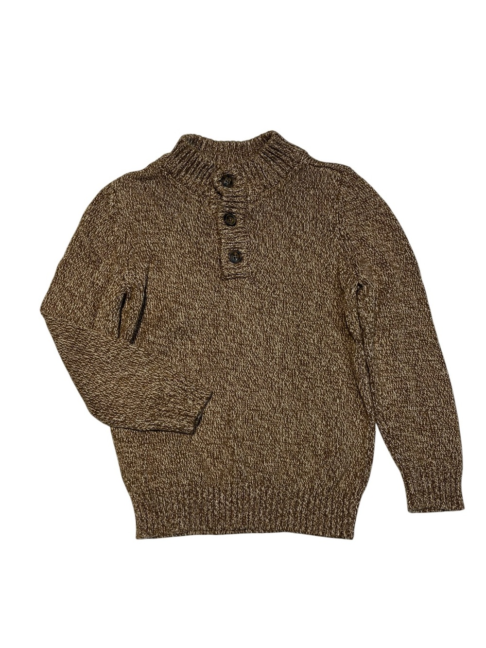 Carter's Boys 4Y Brown‎ Marled Knit Button-Neck Cotton Sweater